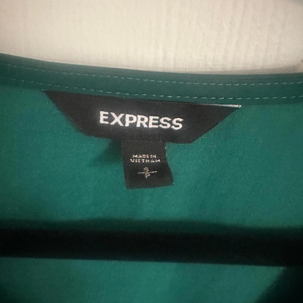 Express Green Long Sleeve Faux Wrap Ruffle Dress - Picture 4 of 4